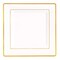 Smarty Had A Party 9.5" White with Gold Square Edge Rim Plastic Dinner Plates (120 Plates), 120PK 519G-CASE - alternate 9